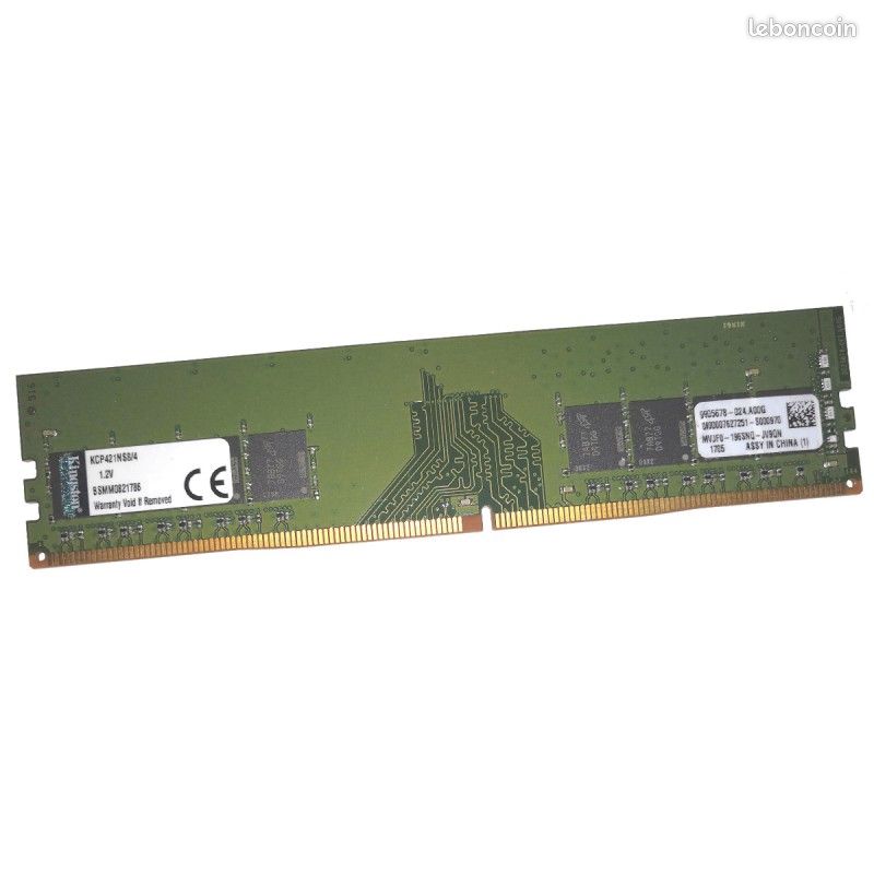 Barrette Mémoire RAM Kingston 4 Go DDR4 - PC3-12800U - DIMM - Occasion Fonctionnelle
