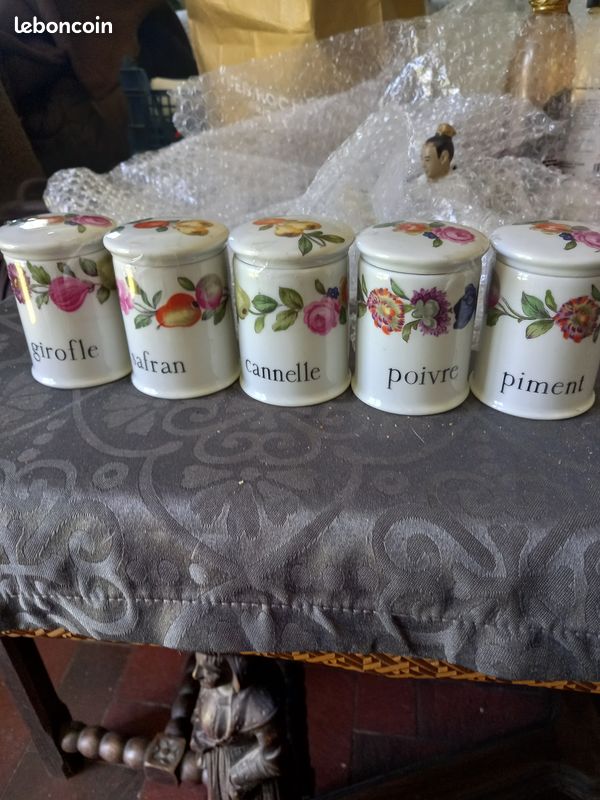 Lot De 5 Pots à épices En Porcelaine Blanche - Série 535.5 - Occasion Bon état