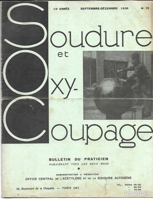 Soudure et oxycoupage Office Central Soudure Autogène - livre revue 1935-36 technique fabrication collection livre productique (image 11)