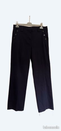 Pantalon à pont Caroll taille haute bleu marine Vêtements