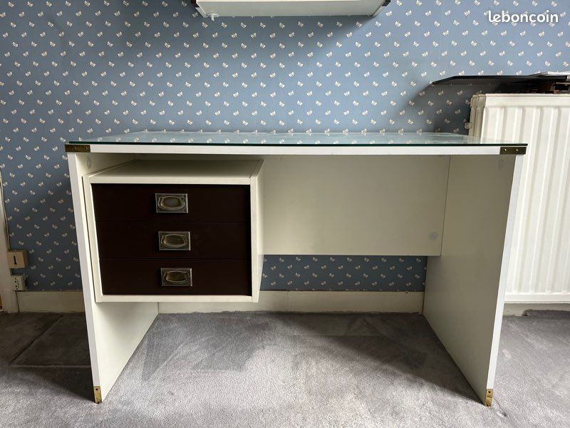 Bureau vintage + plateau en bois 110x55 (image 6)