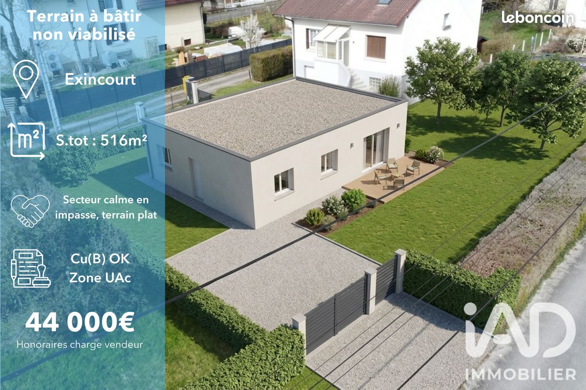 Terrain 516 m² · à Exincourt · 516 m² · 44 000 €