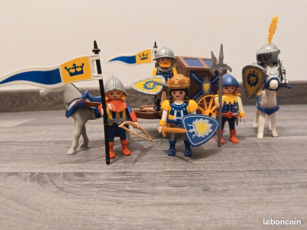 Lot Playmobil Vintage Médiéval Chevalier Du Lion - Inclut Chariot, Catapulte, Soldats, Bon état