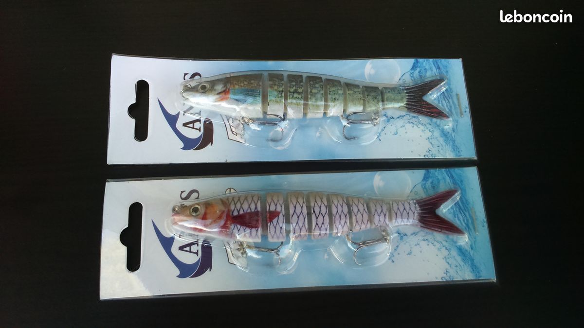 Leurres De Pêche Multi-articulés - Lot De 2, Appâts Durs Réalistes Pour Carnassiers, Truite, Bass