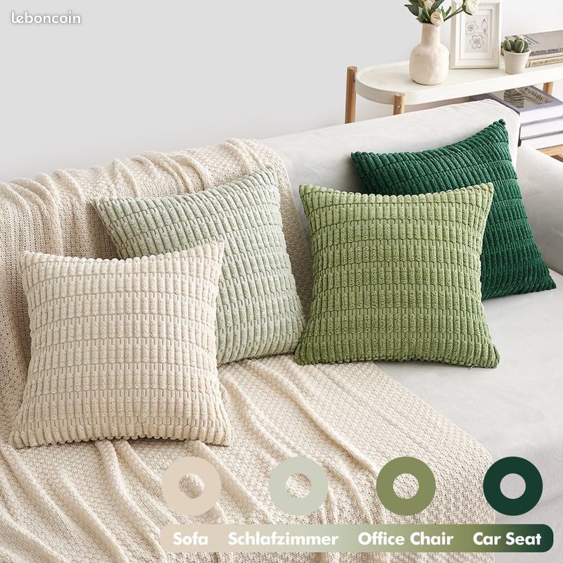 FILU Lot de 2 housses de coussin 40 x 40 cm (couleur au choix) à rayures