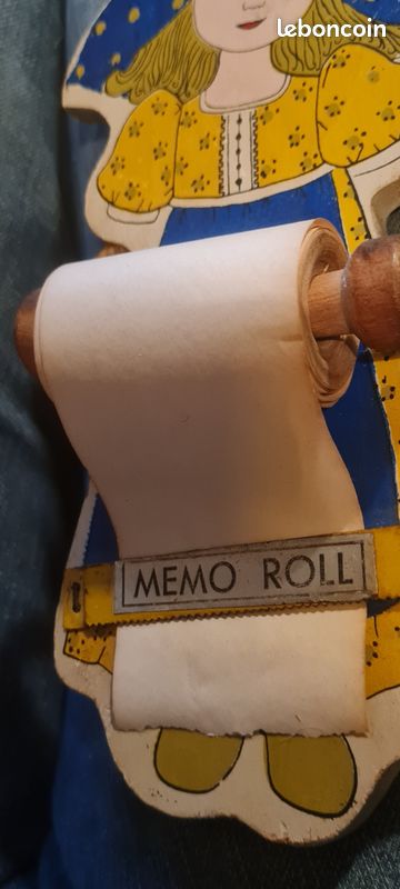 Mémo Roll Bloc note en Rouleau Support mural Décoration Papier enroulé pour découper des bouts notes listes de courses Petite fille bleu jaune Emplacement crayon En bois A fixer au mur 23 cm de haut a (image 8)