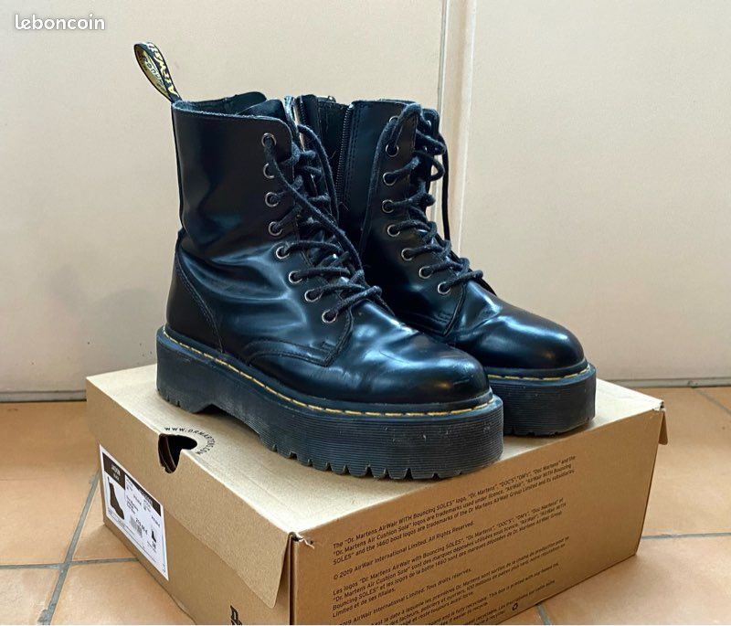 Martens Jadon Doc Martens Prix France Dr Martens Jadon Platform SIDE-ZIP  Leather Black Combat Boots US