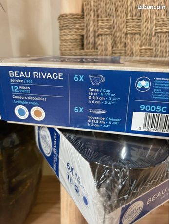 Lot De 5 Tasses à Café Duralex Beau Rivage Avec Sous-tasses - Couleur Marron - Occasion En Bon état