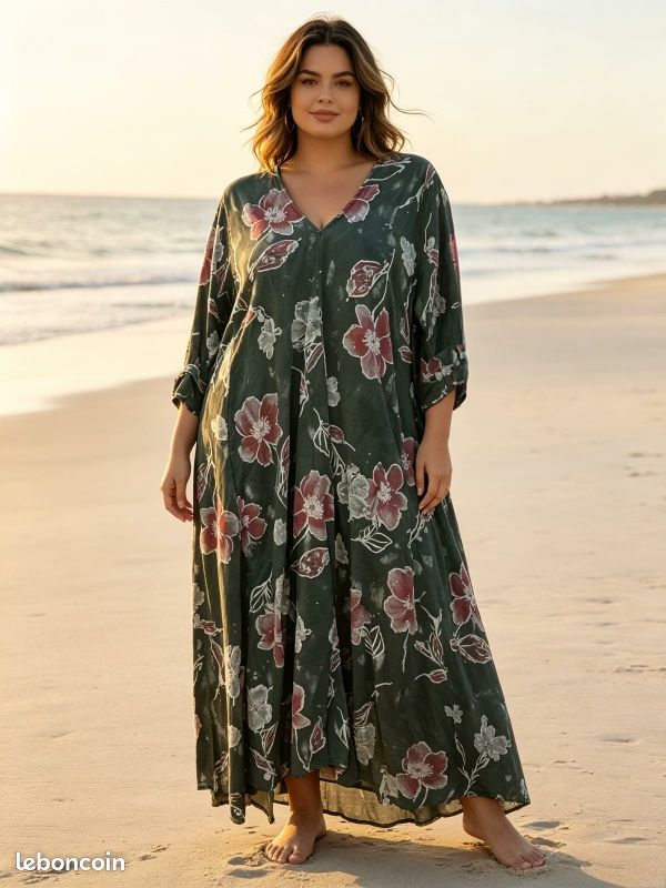 Robe 100%lin motif fleur (image 1)
