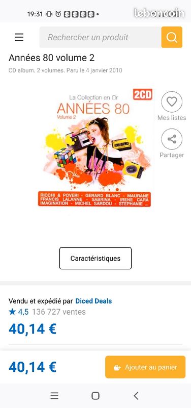 Cd Années 80 volume 2 (image 3)