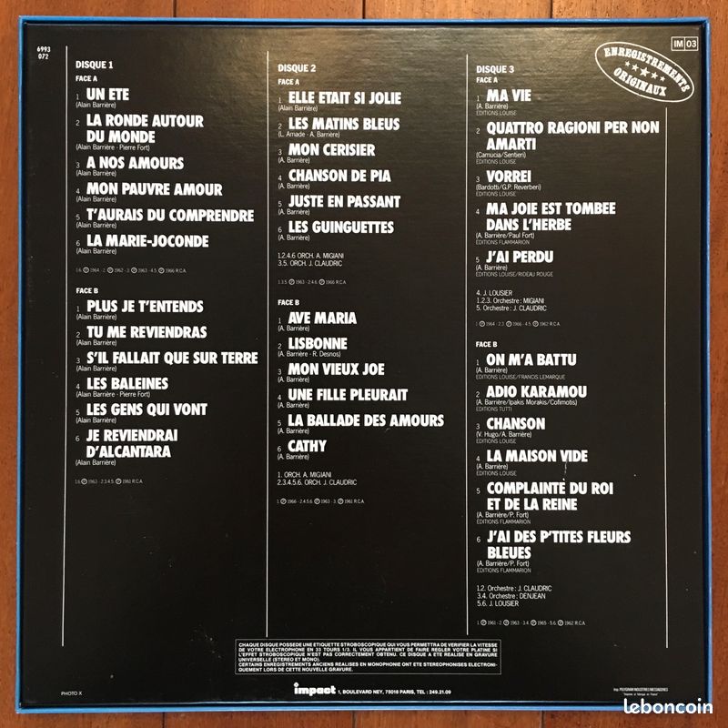 Coffret - Alain Barrière « Ma vie » - 3 vinyles (image 2)