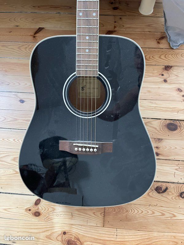 Guitare acoustique gaucher + housse de transport + support mural (image 3)