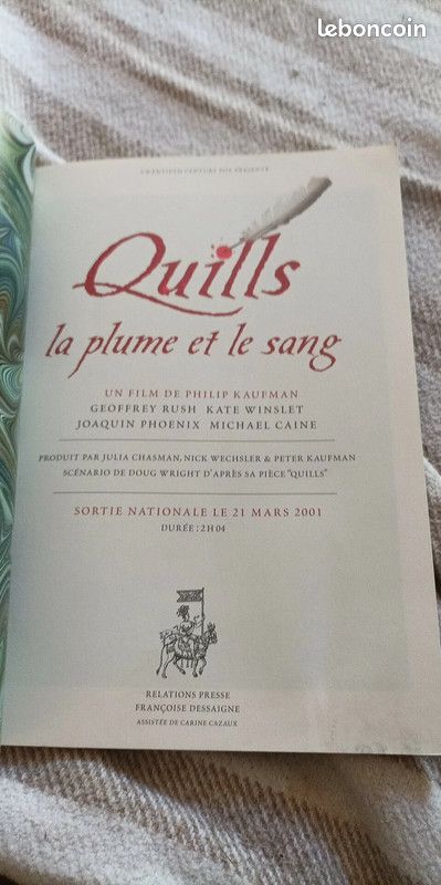 Livre sur le film Quills la Plume et le Sang (image 3)