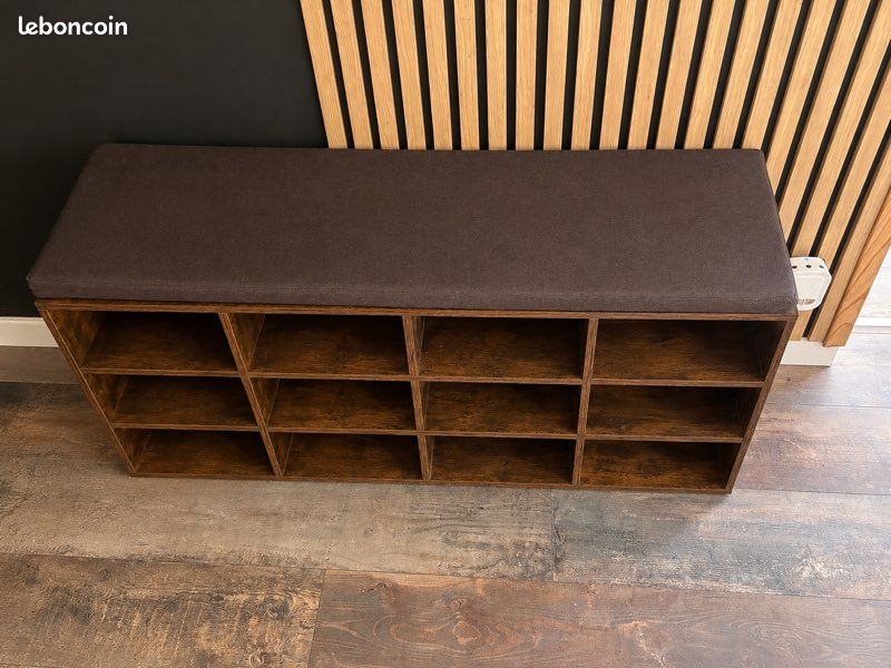 Le banc à chaussures VASAGLE marron rustique avec coussin et 12 compartiments (image 2)