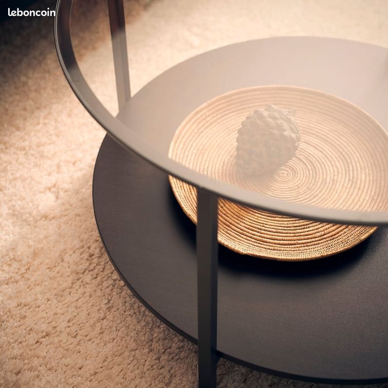 Table Basse Verre et Metal Noir (image 3)