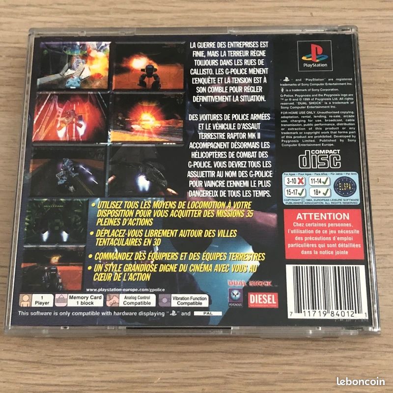 G-POLICE WEAPONS OF JUSTICE SONY PLAYSTATION 1 (PS1) PAL-FR G-POLICE WEAPONS OF JUSTICE SONY PLAYSTATION 1 (PS1) PAL-FR