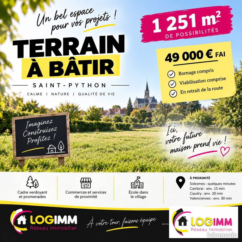Terrain 1251 m² · à Saint-Python · 1 251 m² · 49 000 €