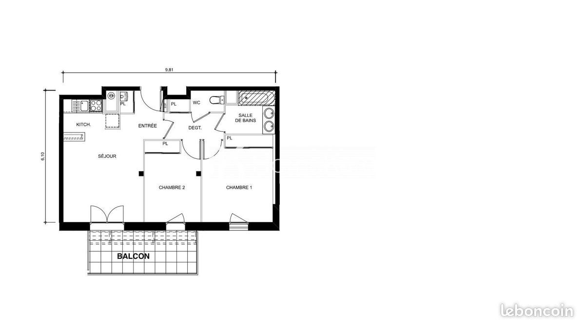 Appartement 2 pièces 58 m² · à Toulouse · 58 m² · 667 €/mois
