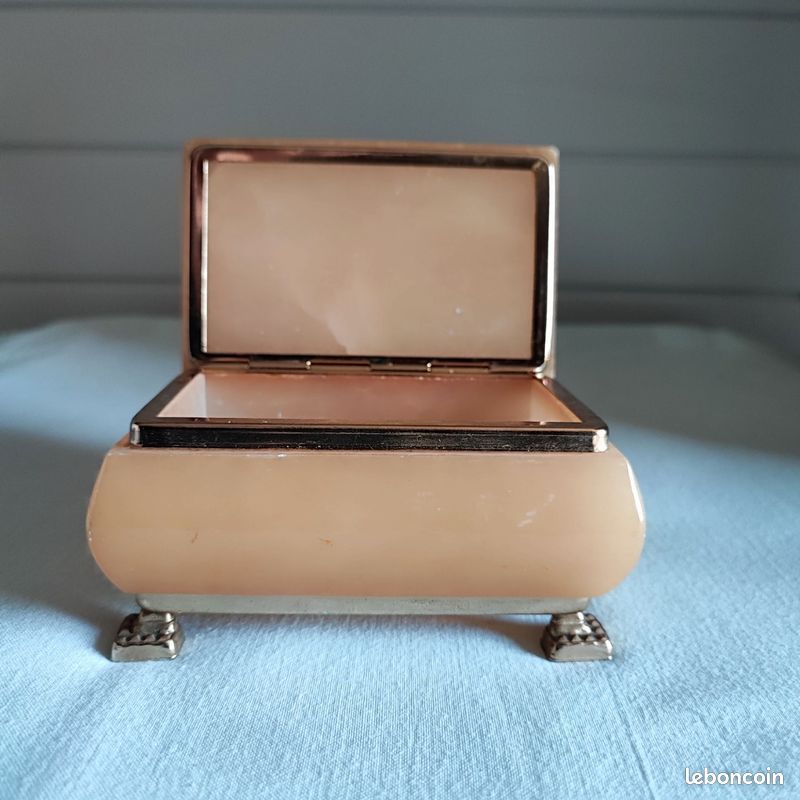 Ancienne Boîte à Bijoux En Albâtre - Coffret Vintage De Rangement, Sans Marque, Occasion
