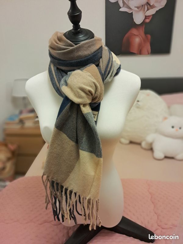 Étole En Cachemire Laine - Grand Châle Beige - Qualité Premium - Neuf Avec étiquette