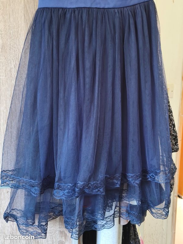 Robe bleue marine en dentelle Morgan taille XS en excellent état - Vêtements