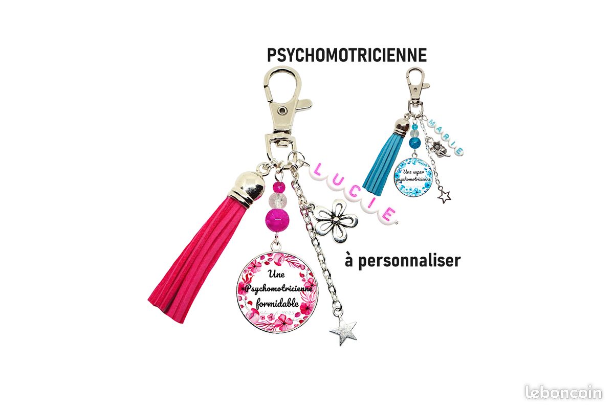 Porte clés psychomotricienne personnalisé, Une psychomotricienne formidable ou Une super psychomotricienne (image 1)