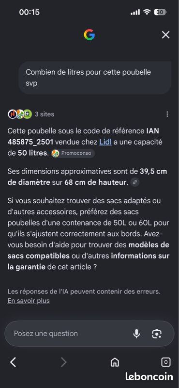 Une poubelle ronde de 50 litres (image 7)