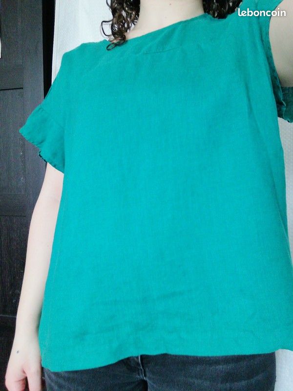Blouse vert sapin 100% lin (image 4)