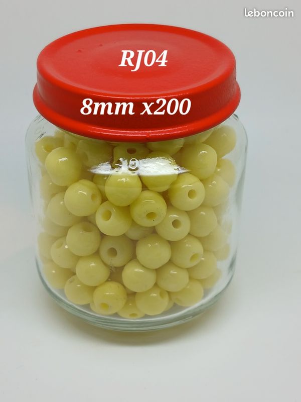 Lot 200 perles rondes anciennes jaunes 8mm ( Rj04) (image 2)