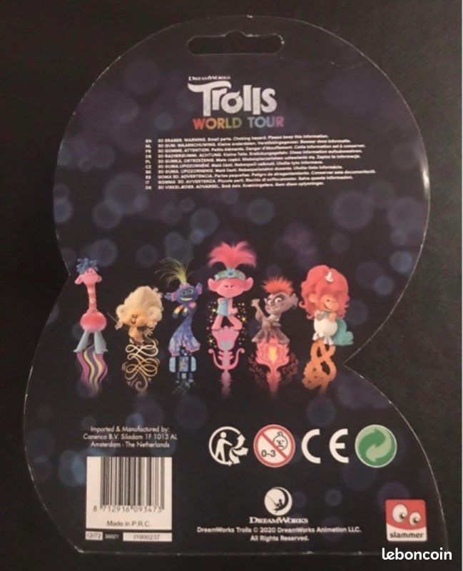 Figurine gomme 3D »Dreamworks »Trolls bleu (image 3)