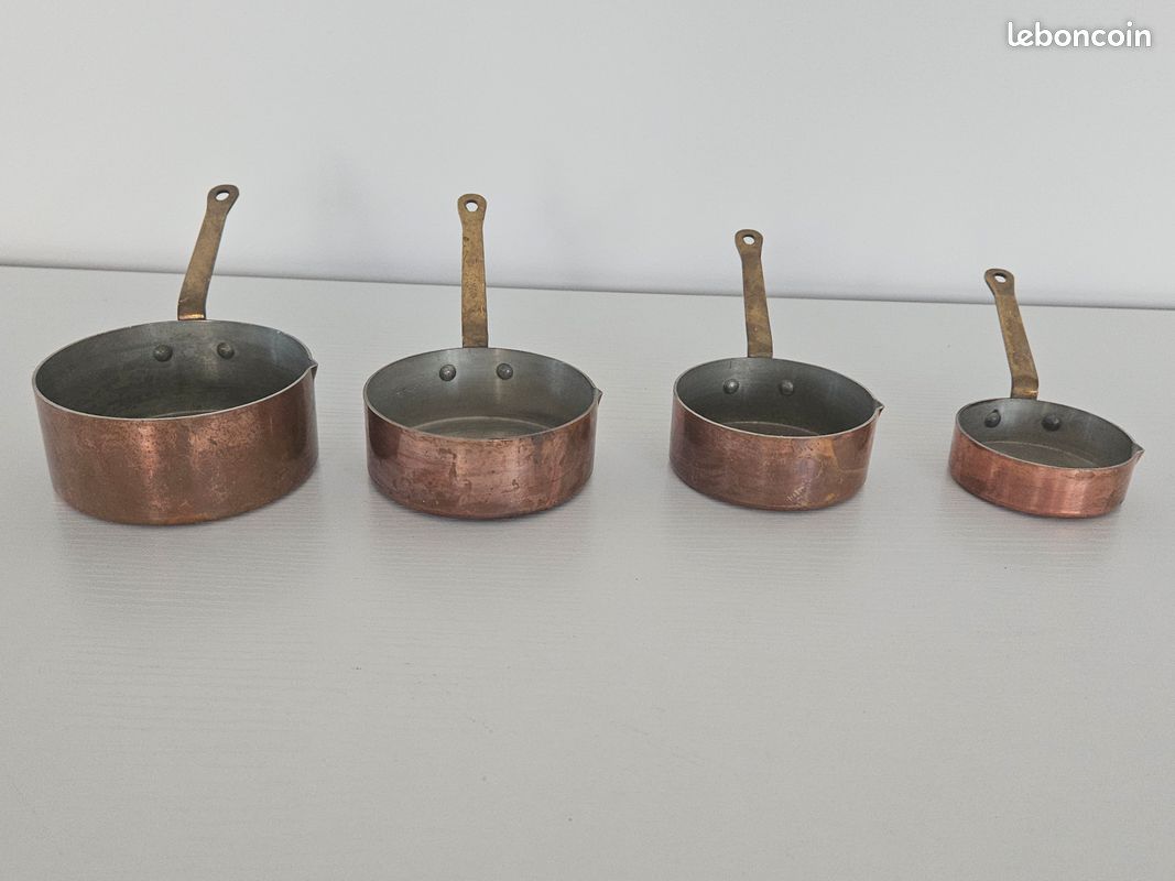 Lot de 4 poêlons poêles miniatures casseroles 100% cuivre diam 930mm 830mm 730mm 630mm - Livraison 24h - cup (image 12)