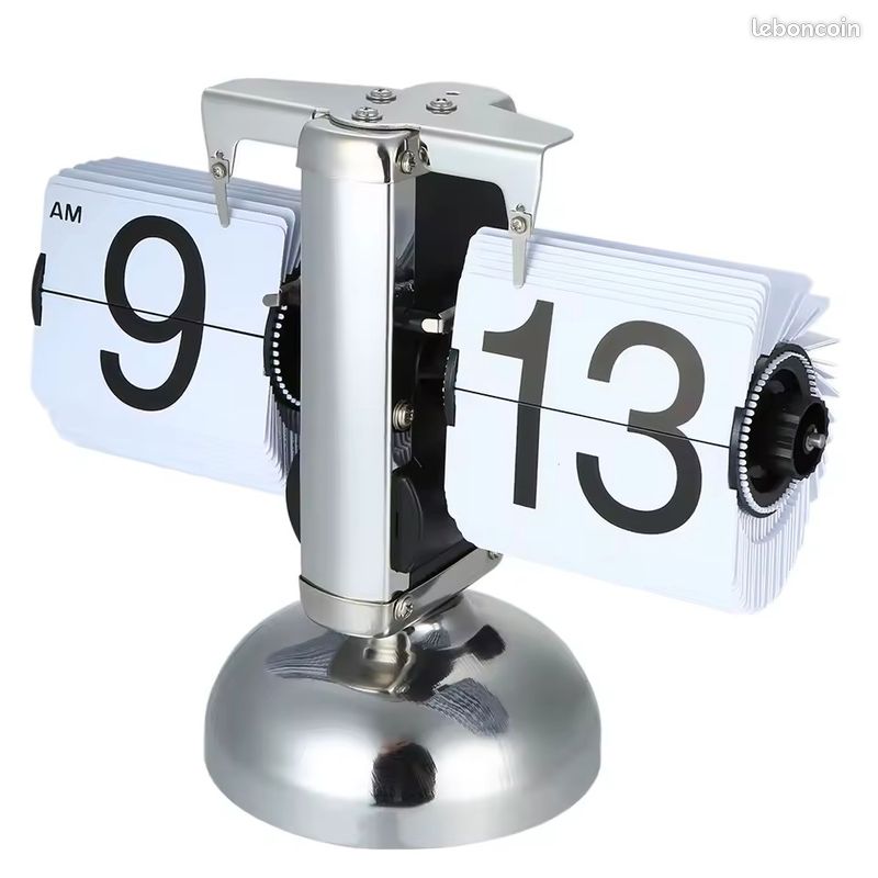 Horloge de table retro acier inoxydable engrenage visible quartz (image 4)