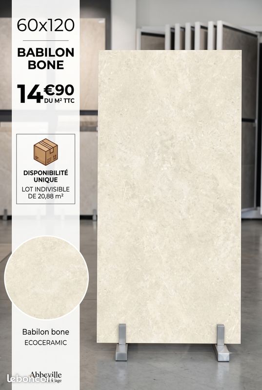 Carrelage Babilon Bone (Rec) 60x120 – Lot de 20,88 m² Unique | Destockage Intérieur (image 1)