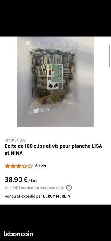 Sachet de 100 clips + 100 vis pour terrasse composite (image 2)