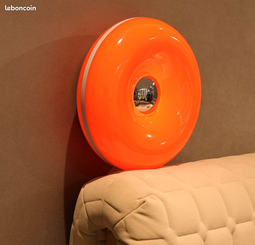 Lampe De Chevet Boule Orange Vintage Années 60 - LED 3 Couleurs, USB