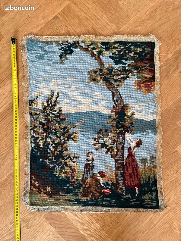 Vintage, Canevas Brodé La Cueillette L56x42cm (image 2)