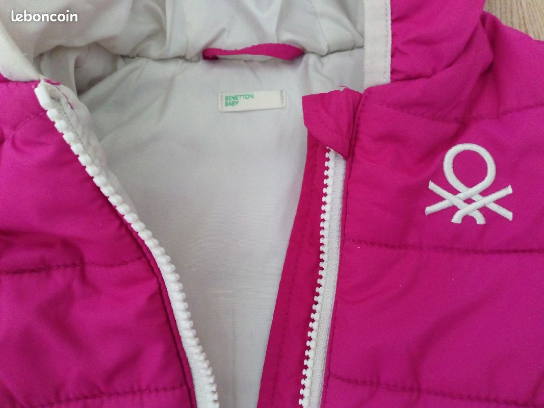 Blouson doudoune Benetton rose 9 mois -12 mois (image 2)
