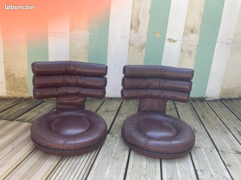 2 sièges de tabourets de bar en cuir (image 1)
