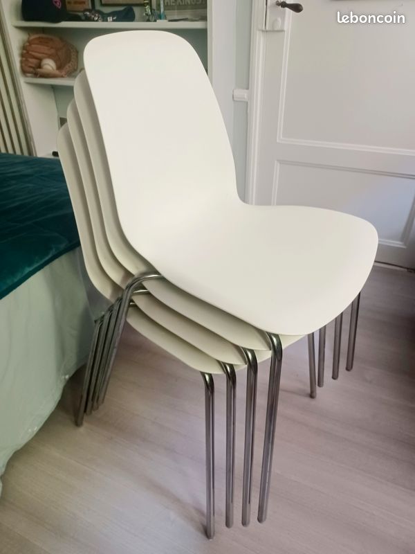 Lot de 4 chaises blanches de cuisine (image 3)