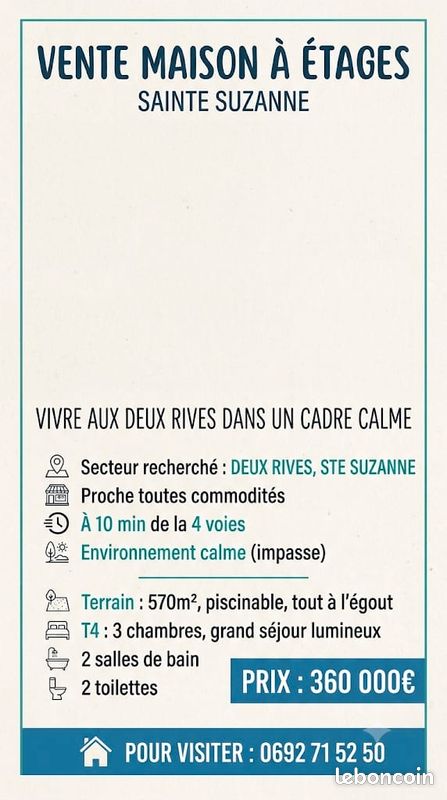 Maison 4 pièces 110 m² · à Sainte-Suzanne · 110 m² · 360 000 €