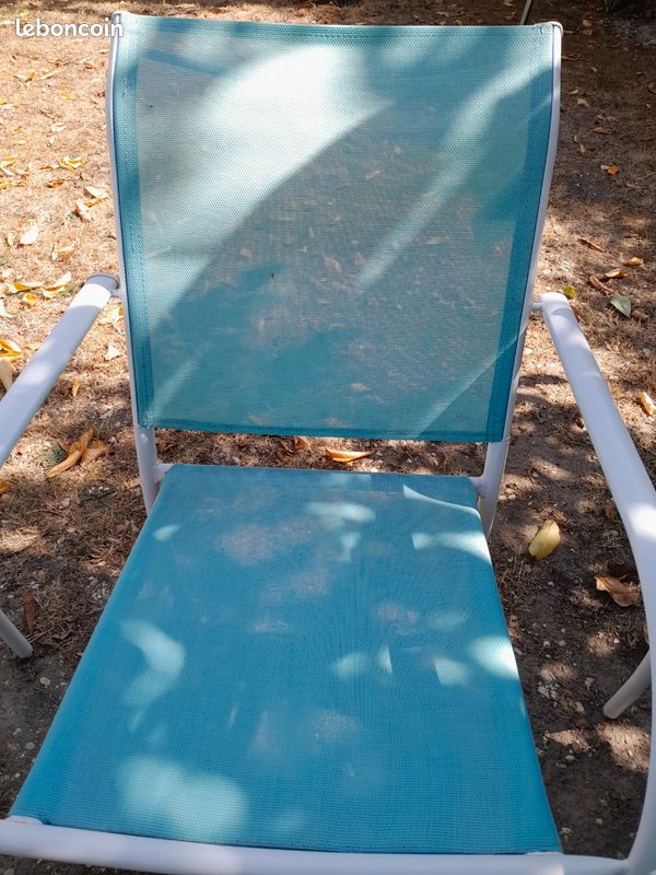 Lot de 10 chaises de jardin blanche et turquoise (image 6)