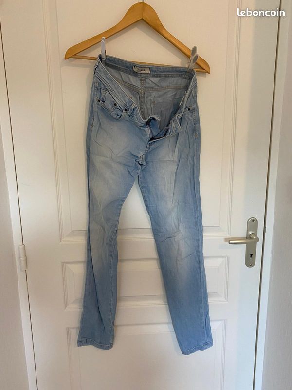 Pantalon Toile Coton Bleu Lavande Pimkie - Taille 38 - NEUF Sans étiquettes
