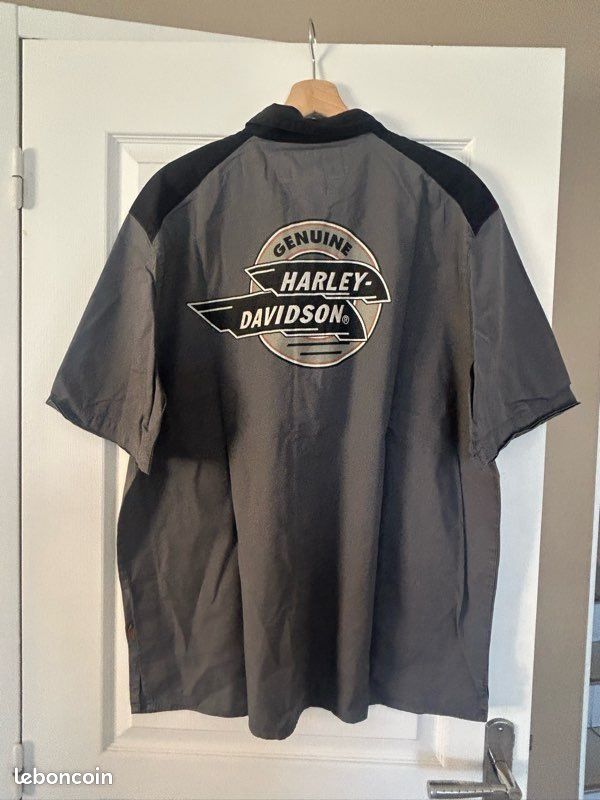 Chemise De Pêche Homme Harley-Davidson - XL - Manches Courtes, Rayures Fines, 2 Poches