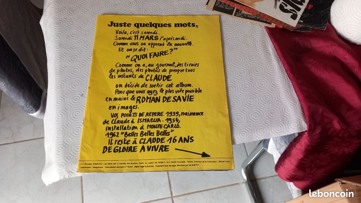 2 Journaux ici paris 1978 plus poster plus 2 disques 45T CLAUDE FRANÇOIS (image 1)