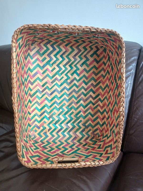 Panier bambou tressé rectangulaire multicolore (image 6)