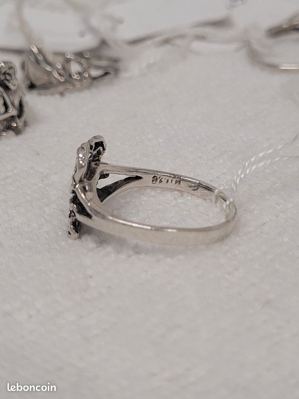 Bague Chevalière Argent Massif 925 - Taille 57/58 - Décor Scorpion Et Nacre - Occasion