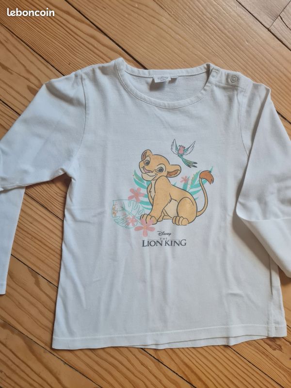 đŠ T-shirt manches longues Disney Le Roi Lion â 3 ans tee-shirt blanc (image 1)