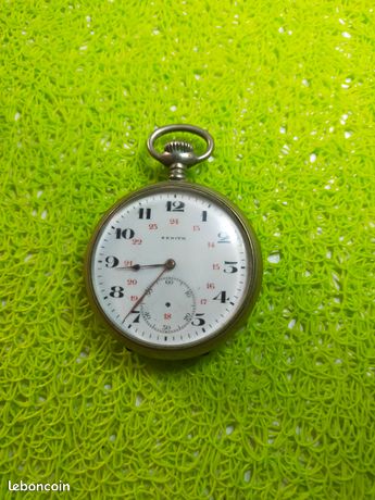 Montre Gousset ZENITH Militaire Vintage – WW1/WW2, Argentée, Mécanique, Fonctionne