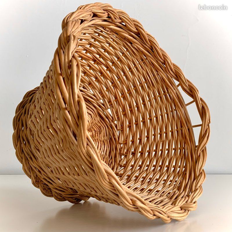 PANIER OSIER ANCIEN à 2 couvercles Vintage Rétro très bon état anse bambou 38X28 EUR 30,00 - FR