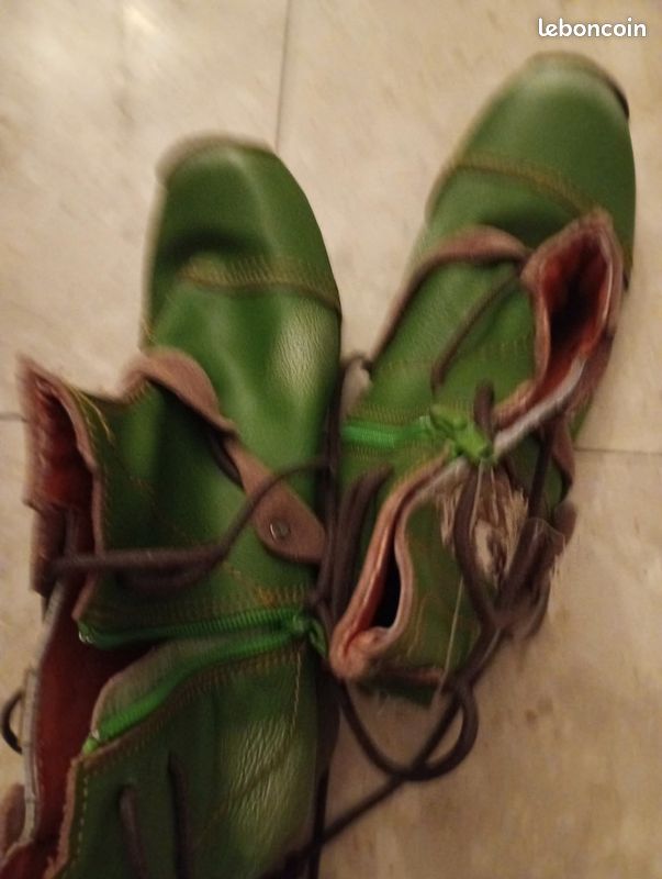 Bottines artisanales en cuir vert – Style Bohème / Féérique (image 3)